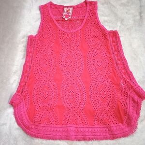Johnny Was Sleeveless Embroidered Eyelet Top Shirt S